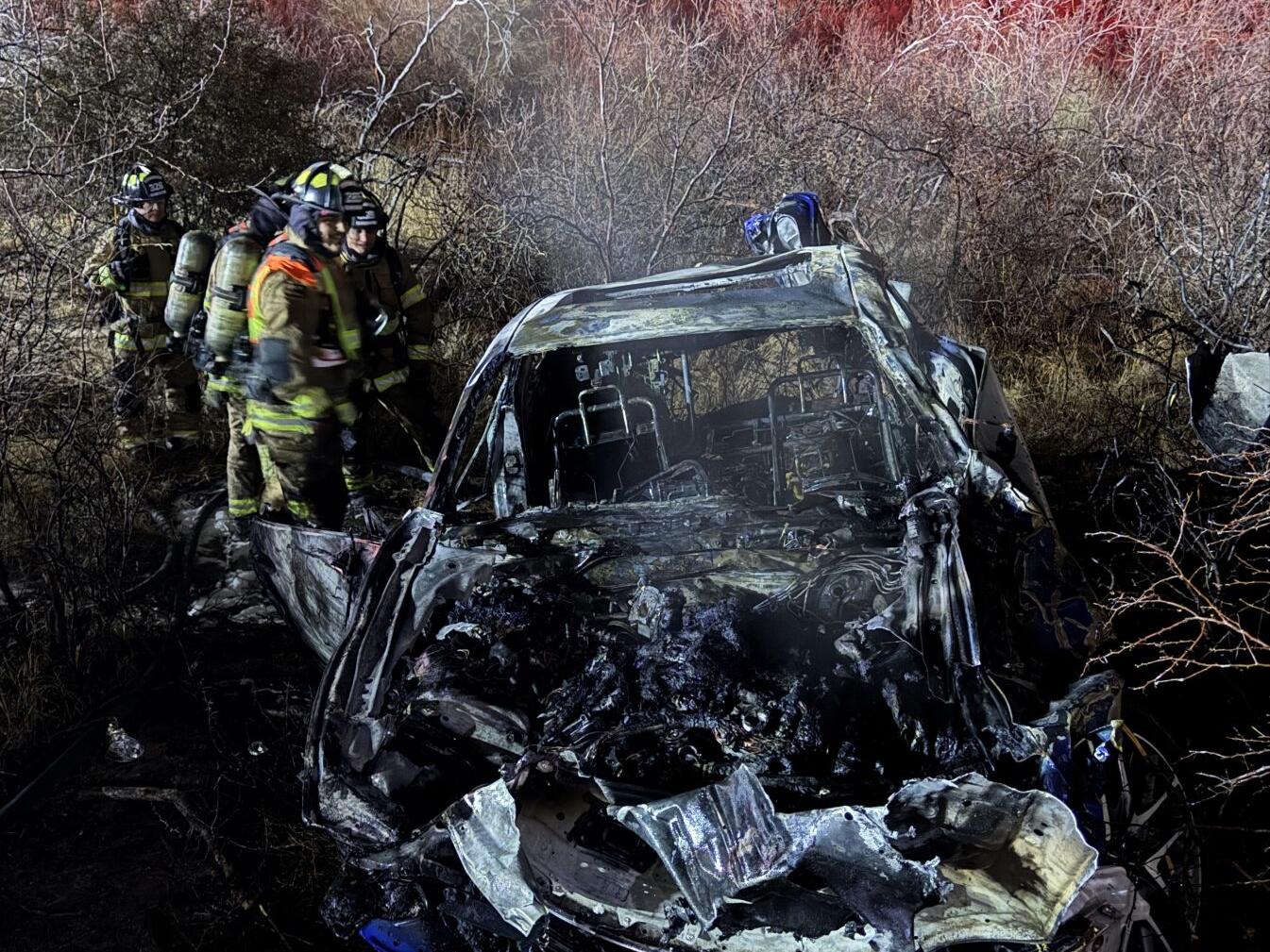 Vehicle goes up in flames